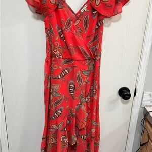 Elegant Red Paisley Dress